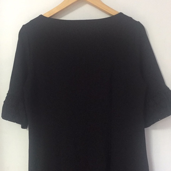 Talbots Eyelet Cuffed Sleeves Black Cotton Dress - Picture 9 of 11